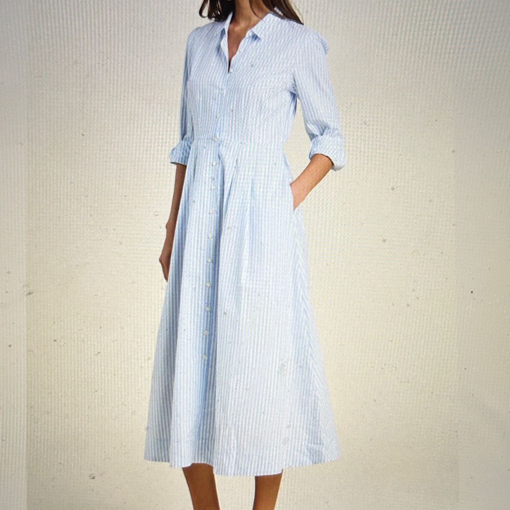 Birds of Paradis by Trovata Emmelie dress  Blue Coastal Stripe MIDI size M